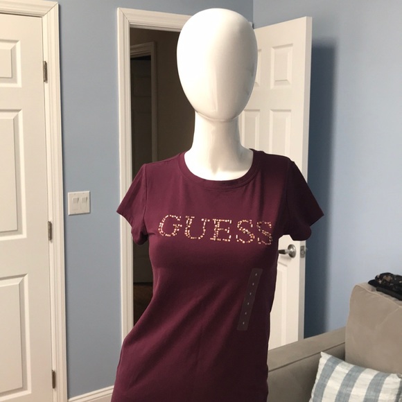 Guess Tops - NWOT Signature LA Guess Rhinestone T-Shirt, Sz S